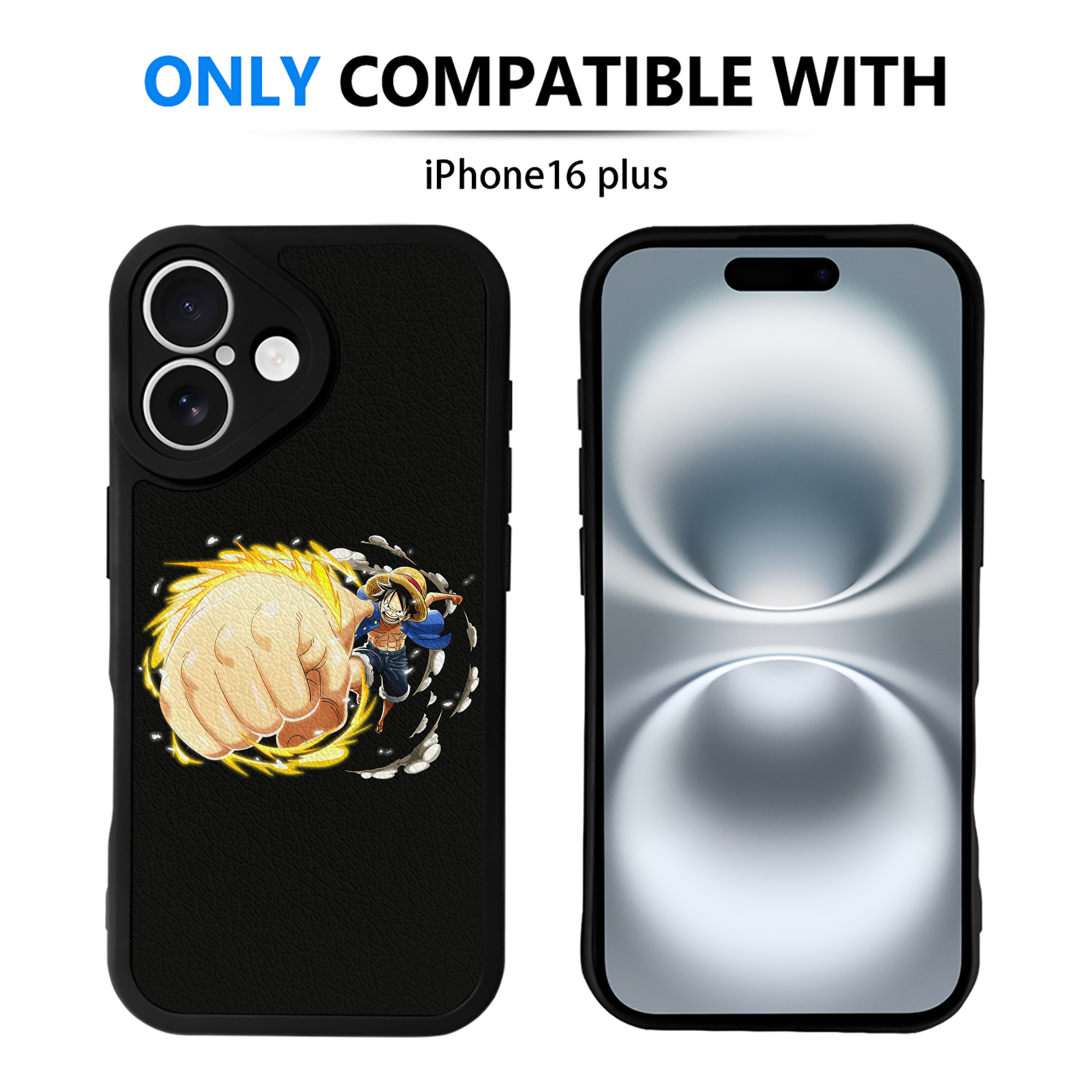 （画像用） ワンピース モンキー・D・ルフィ ONE PIECE Monkey D. Luffy 【iPhone 16シリーズ対応】シリコンスマホケース（レザー調） 材質：シリコン